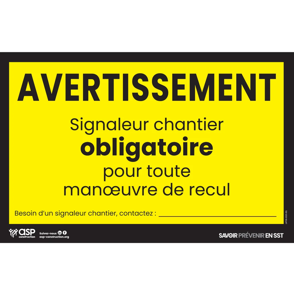 Avertissement – Signaleur chantier obligatoire, 43 cm x 28 cm
