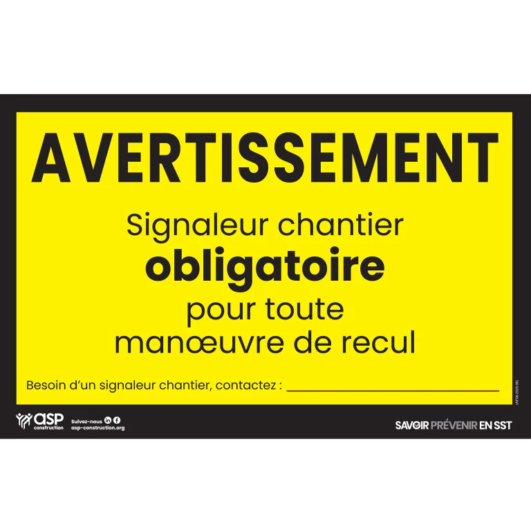 Avertissement – Signaleur chantier obligatoire, 43 cm x 28 cm