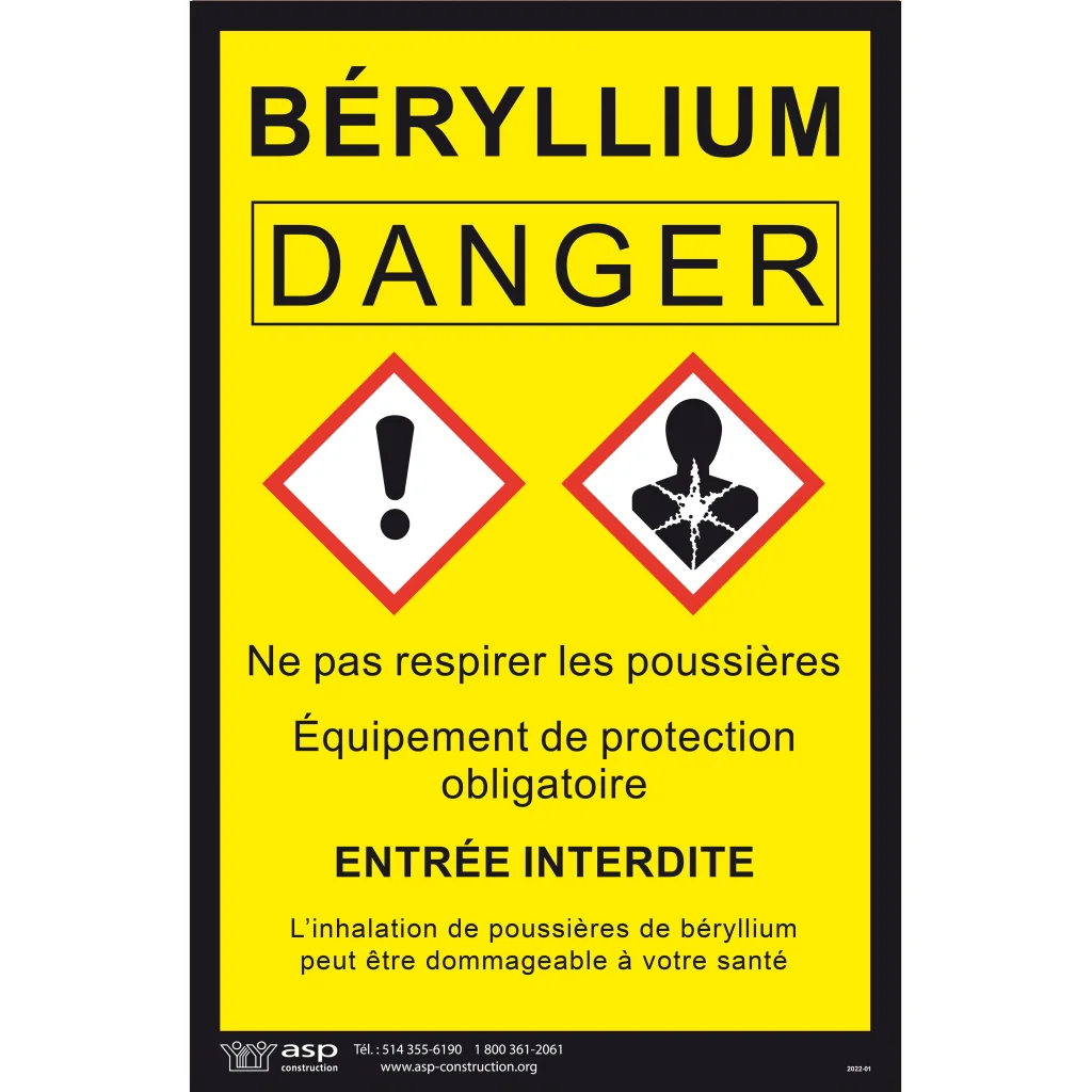 Danger – Béryllium, 28 cm x 43 cm