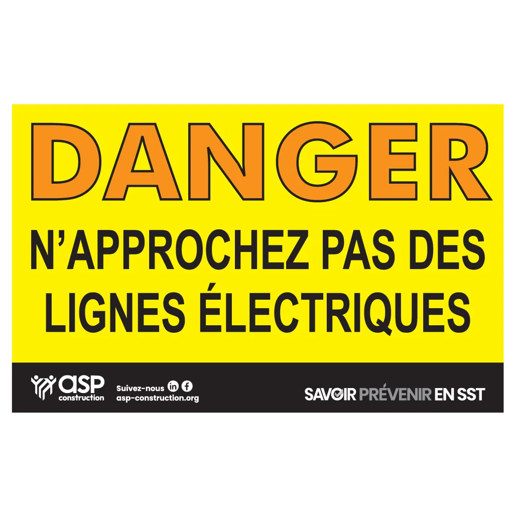Danger – N'approchez pas des lignes électriques, 16 cm x 10 cm