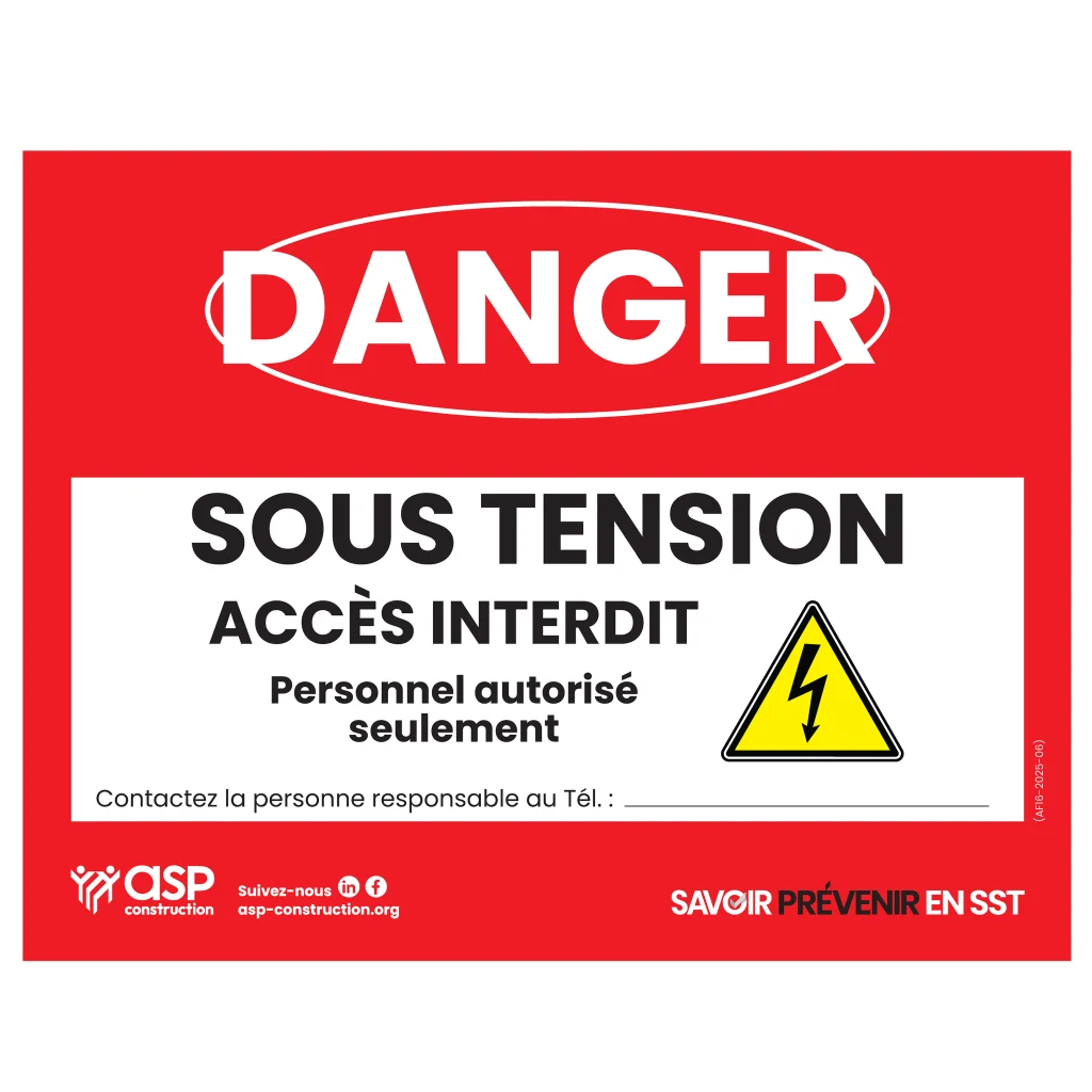 Danger – Sous tension, 28 cm x 22 cm