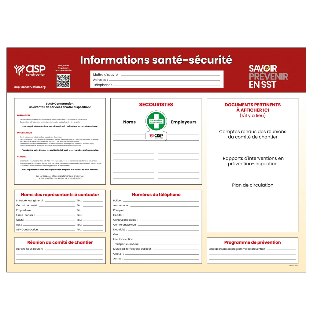 Informations santé-sécurité, 62 cm x 46 cm